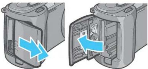 ROLLEI dr5100 - Open the battery/card cover. - 1