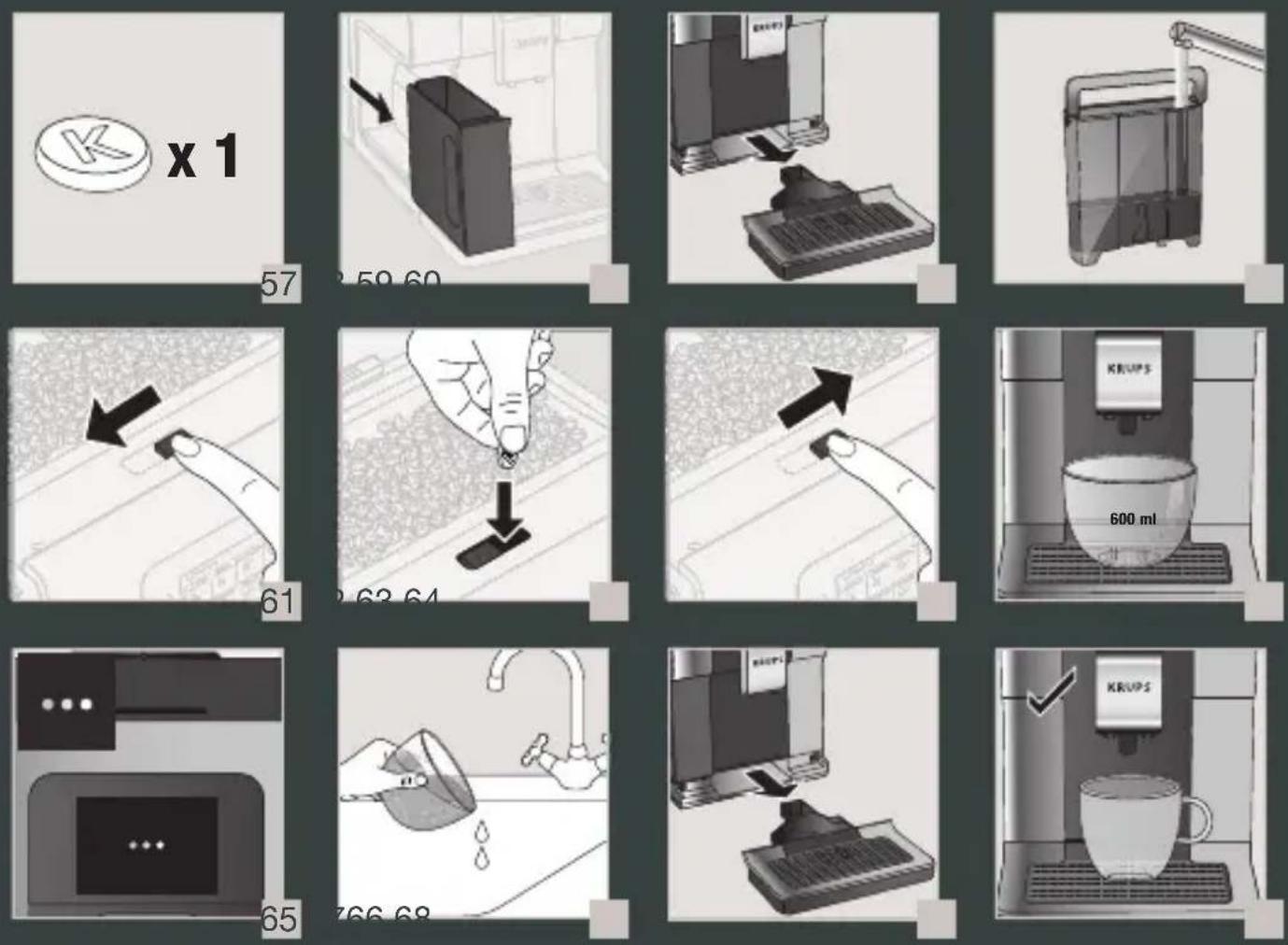 KRUPS Intuition Preference EA872A - COMPLETE AUTOMATIC CLEANING OF THE MACHINE 3 x/YEAR - 13 MIN - 2