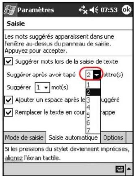 HP iPAQ h1937 - Modification des options de suggestion de mots - 2