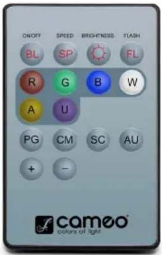 Cameo QSpot 15 W - IR REMOTE CONTROL / IR FERNBEDIENUNG / TÉLECOMMANDE INFRAROUGE / MANDO A DISTANCIA POR INFRARROJOS / PILOT NA PODCZERWIÉN / TELECOMANDO A INFRARSSI - 1