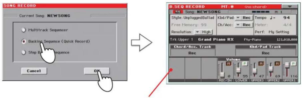 KORG Pa900 - Passer en mode backing sequence (quick record) - 5