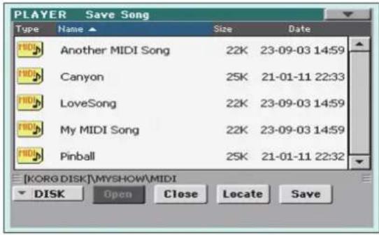KORG Pa900 - Sélectionnez la commande "save song" pour ouvrir la fenêtre de dialogue "save song". - 2