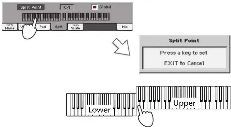 KORG Pa900 - Régler le point de partage ('split point') - 2
