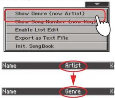 KORG Pa900 - Touchez l'icône de menu de page pour ouvrir le menu de page. - 3