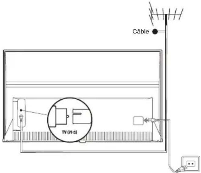TCL 55C725 - Branchez l'alimentation et l'antenne - 1