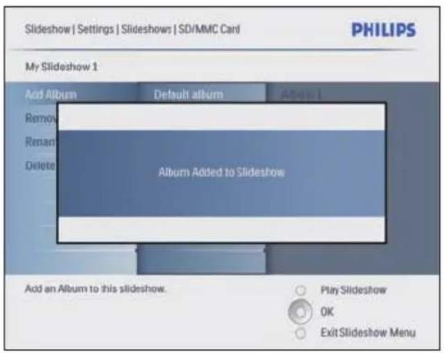 PHILIPS 8FF3CME - Ajout/suppression d'un album du diaporama - 2