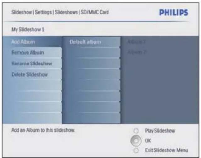 PHILIPS 8FF3CME - Ajout/suppression d'un album du diaporama - 1