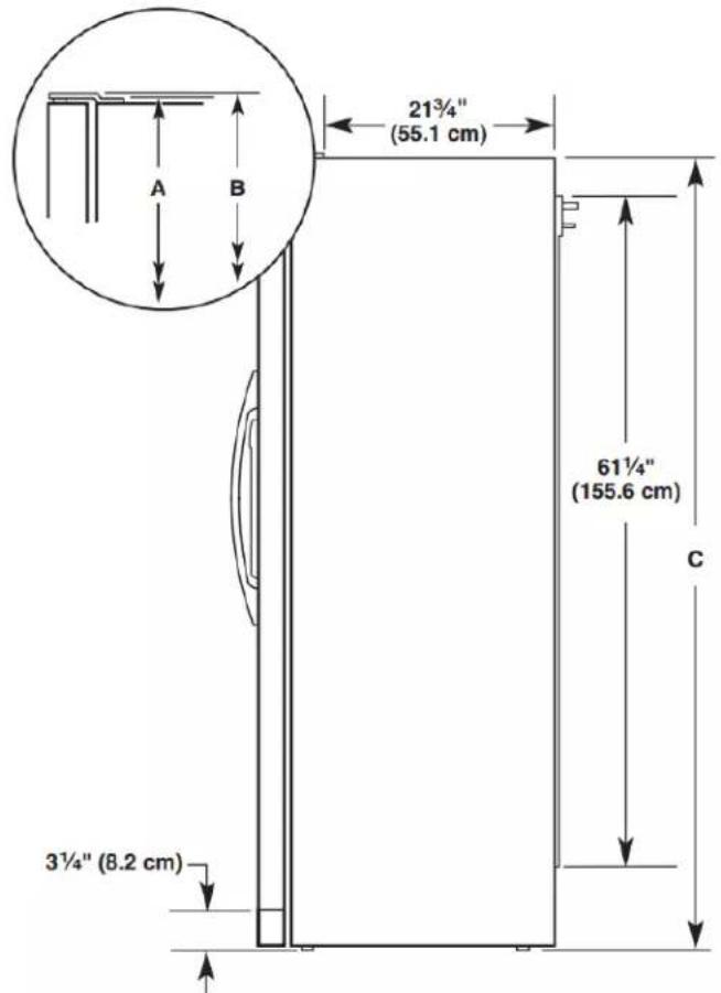 AMANA ASI2175GRW - Dimensions du produit - Vue latérale - 1