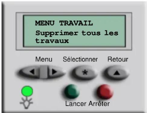 LEXMARK MX4500 - Comment supprimer des travaux à l'aide des fonctions Vérifier la suppression, Différer la suppression et Répéter la suppression ? - 1