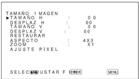 SONY PFM42B2 - Pulse / para desplazar el cursor (▶) hasta "TAMANO IMAGEN" y pulse ENTER. - 1