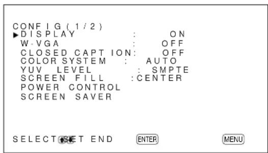 SONY PFM42B2 - Press / to move the cursor (▶) to "CONFIG" and press ENTER. - 1