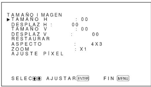 SONY PFM42B2 - Pulse / para desplazar el cursor (▶) hasta "TAMANO IMAGEN" y pulse ENTER. - 1