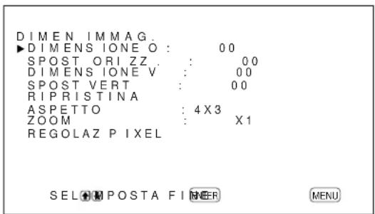SONY PFM42B2 - Premere / per spostare il cursore (▶) su "DIMEN IMMAG.", quindi premere ENTER. Sul pannello del display appeare il menu DIMEN IMMAG. - 1