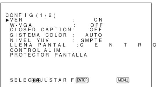 SONY PFM42B2 - Pulse / para desplazar el cursor (▶) hasta "CONFIG" y pulse ENTER. - 1