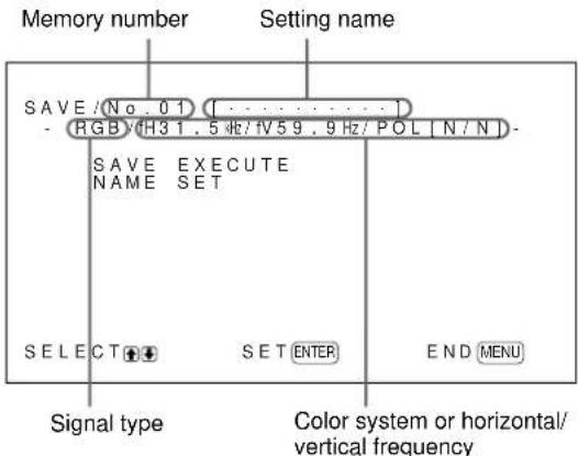 SONY PFM42B2 - Press / to move the cursor (▶) to "MEMORY" and press ENTER. - 2