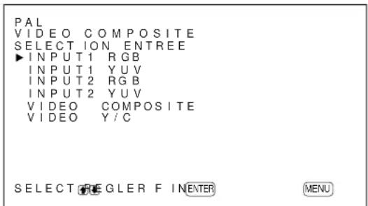 SONY PFM42B2 - Appuyez sur / pour déplacer le curseur (▶) sur “SELECTION ENTREE” puis appuyez sur ENTER. - 1