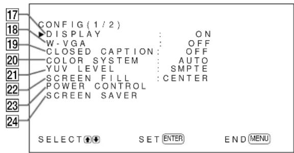 SONY PFM42B2 - CONFIG menu - 1