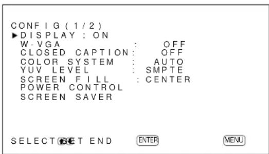 SONY PFM42B2 - Press / to move the cursor (▶) to "CONFIG" and press ENTER. - 1