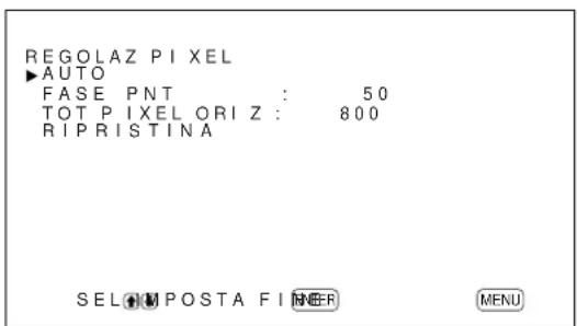 SONY PFM42B2 - Premere / per spostare il cursore (▶) su "REGOLAZ TILE", quindi premere ENTER. Sul pannello del display appeare il seguente menu. - 1