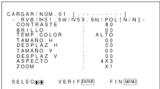 SONY PFM42B2 - Recuperación de un ajuste almacenado - 1