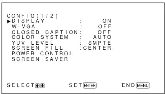SONY PFM42B2 - Press / to move the cursor (▶) to "CONFIG" and press ENTER. - 1