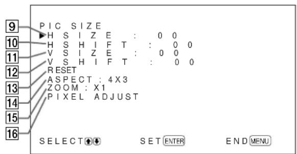 SONY PFM42B2 - PIC SIZE menu - 1