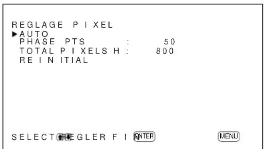 SONY PFM42B2 - Appuyez sur les touches / pour déplacer le curseur () sur "REGLAGE Pixel" puis appuyez sur ENTER. - 1