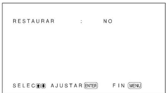 SONY PFM42B2 - Restauración de los values originales de los elementos del menu CONTROL IMAG - 1