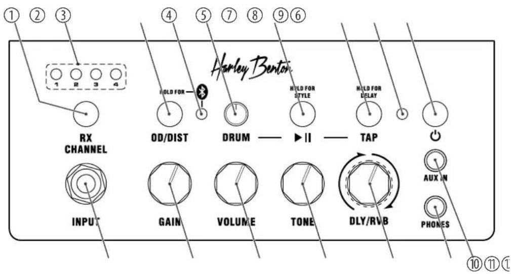 Harley Benton AirBorne Go - Connexions et éléments de commande - 1