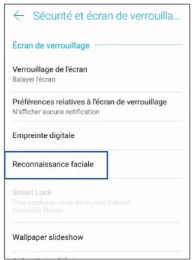 ASUS ZenFone Live L2 - Configurer le déverrouillage par reconnaissance faciale à partir du menu des paramètres - 2