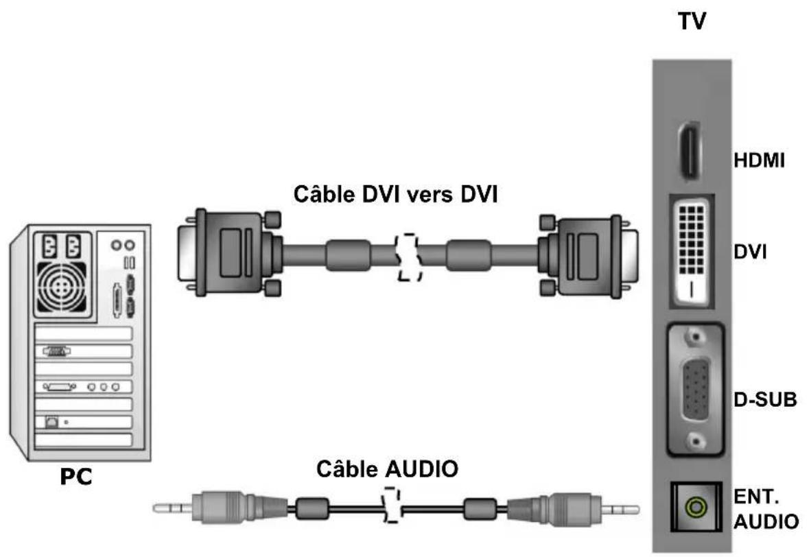 PC Câble DVI vers DVI Câble AUDIO TV HDMI DVI D-SUB ENT. AUDIO