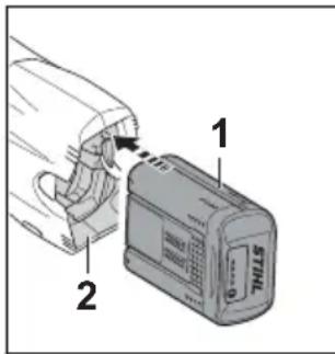 STIHL HLA 86 - Accu plaatsen - 1