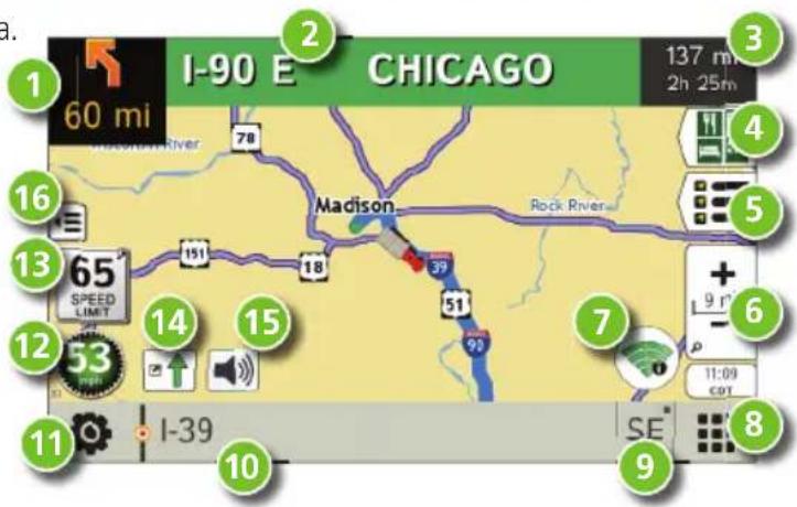 Rand McNally IntelliRoute TND 730 - Ventana del mapa de la ruta - 1