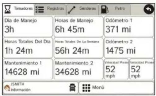 Rand McNally IntelliRoute TND 730 - Ver los Temporizadores y los Registros - 1