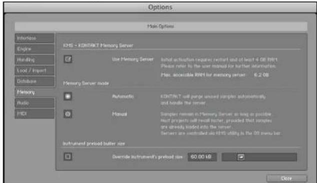 NATIVE INSTRUMENTS Kontakt 4 - Modes du Memory Server - 1