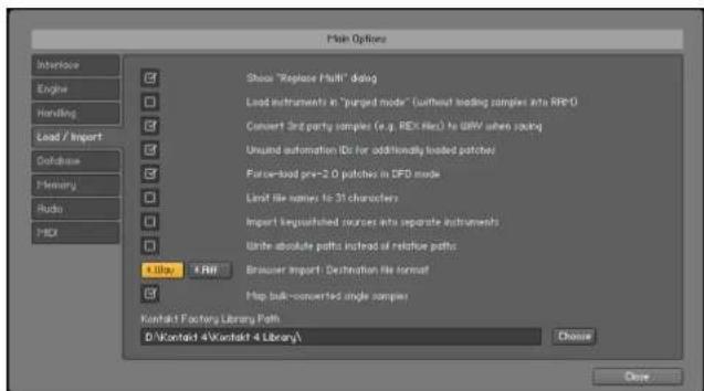 NATIVE INSTRUMENTS Kontakt 4 - Onglet Load / Import - 1