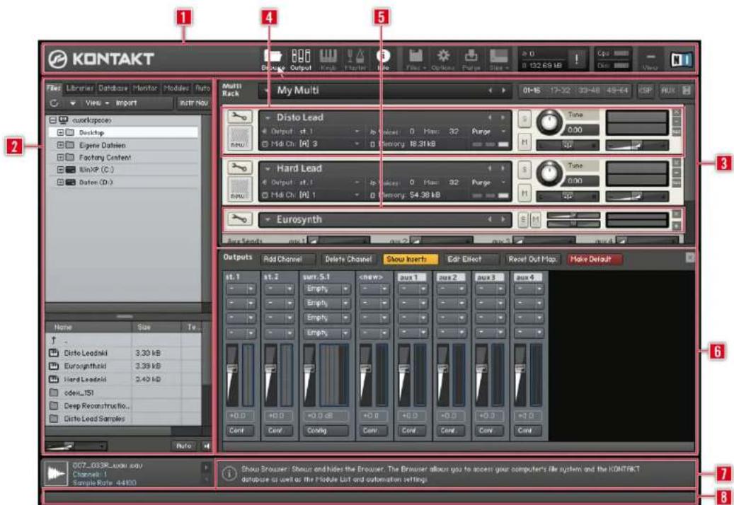 NATIVE INSTRUMENTS Kontakt 4 - La fenêtre de KONTAKT - 1