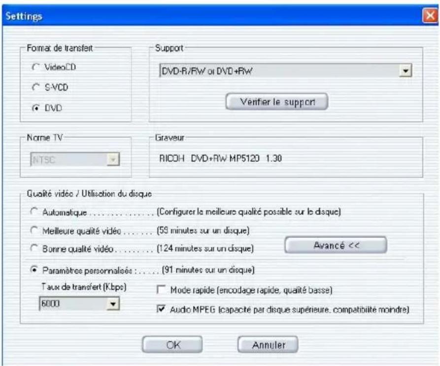 Avid Instant Video Album - Dialogue parametres - 2