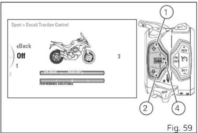 DUCATI Multistrada 1260 Enduro (2020) - Personnalisation du Style de conduite : Réglage du niveau DTC - 2