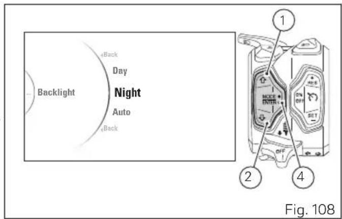 DUCATI Multistrada 1260 Enduro (2020) - Réglage de l'éclairage de fond (Backlight) - 2