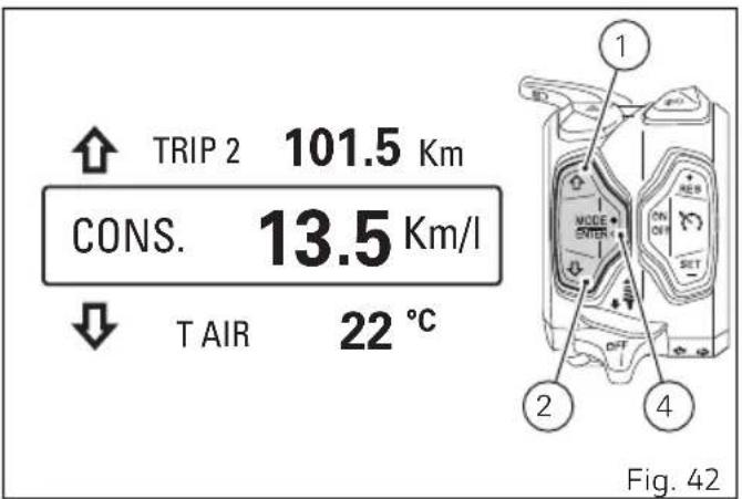 DUCATI Multistrada 1260 Enduro (2020) - Consommation instantanée (CONS.) - 1