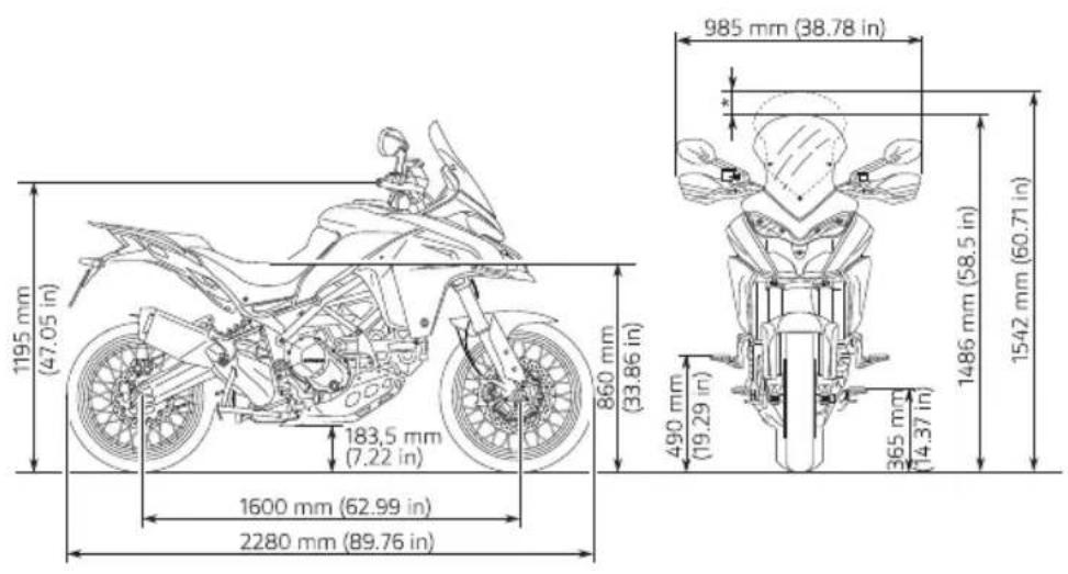 DUCATI Multistrada 1260 Enduro (2020) - Dimensions - 1