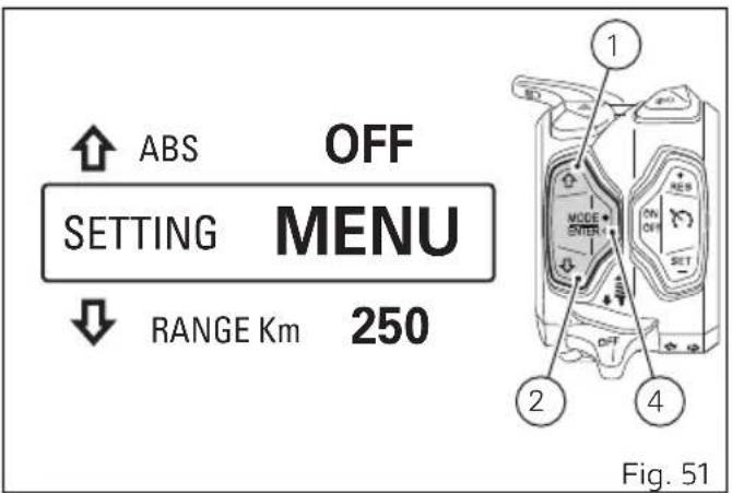 DUCATI Multistrada 1260 Enduro (2020) - Menu de configuration (SETTING MENU) - 1