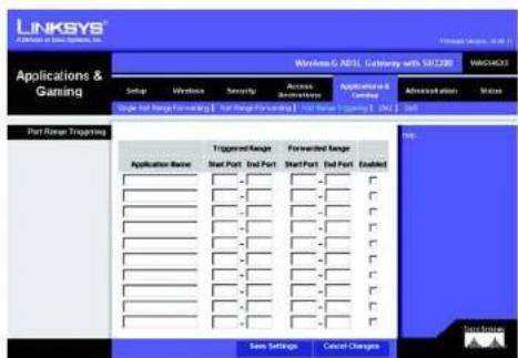 LINKSYS WAG54GX2 - „Port Range Triggering“ (Anschlussbereich-Triggering) - 1