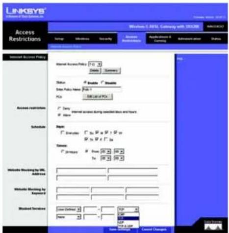 LINKSYS WAG54GX2 - Internet Access Policy (Stratégie d'accès à Internet) - 1
