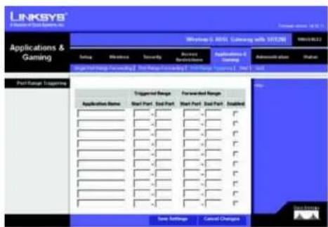 LINKSYS WAG54GX2 - Port Range Triggering (Déclenchement de connexion) - 1