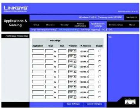 LINKSYS WAG54GX2 - Port Range Forwarding - 1