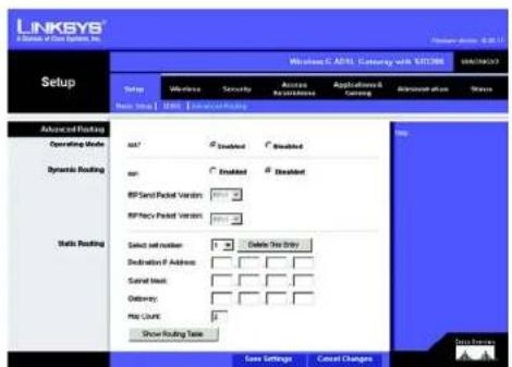 LINKSYS WAG54GX2 - „Advanced Routing“ (Erweitertes Routing) - 1