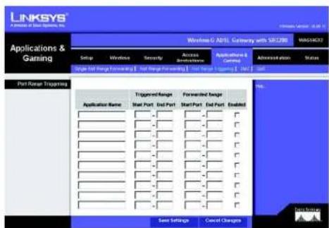 LINKSYS WAG54GX2 - Port Range Triggering - 1