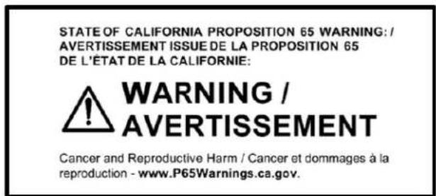 THERMADOR T24UR905RP - Avertissements de la Proposition 65 de l'Etat de Californie - 1